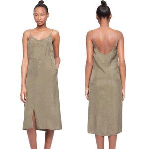 Paper Denim & Cloth Kay Olive Green Midi Slip Dress | S